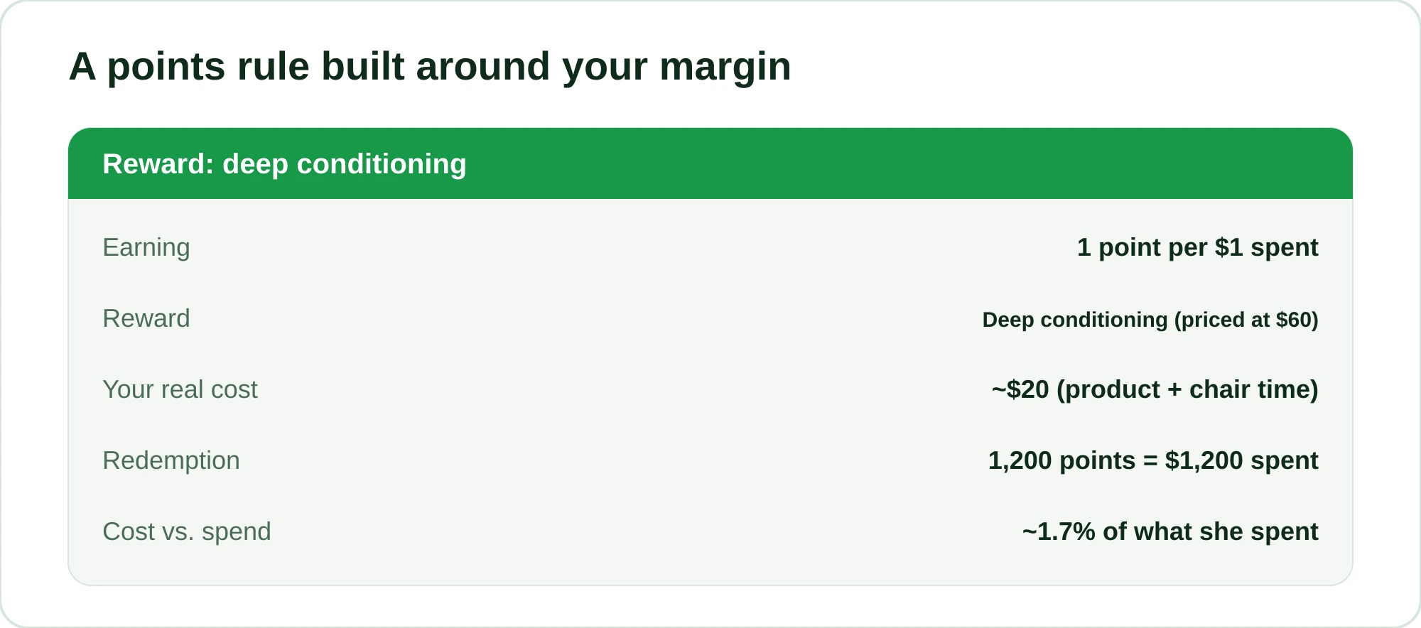 Example of a loyalty points rule with a protected margin